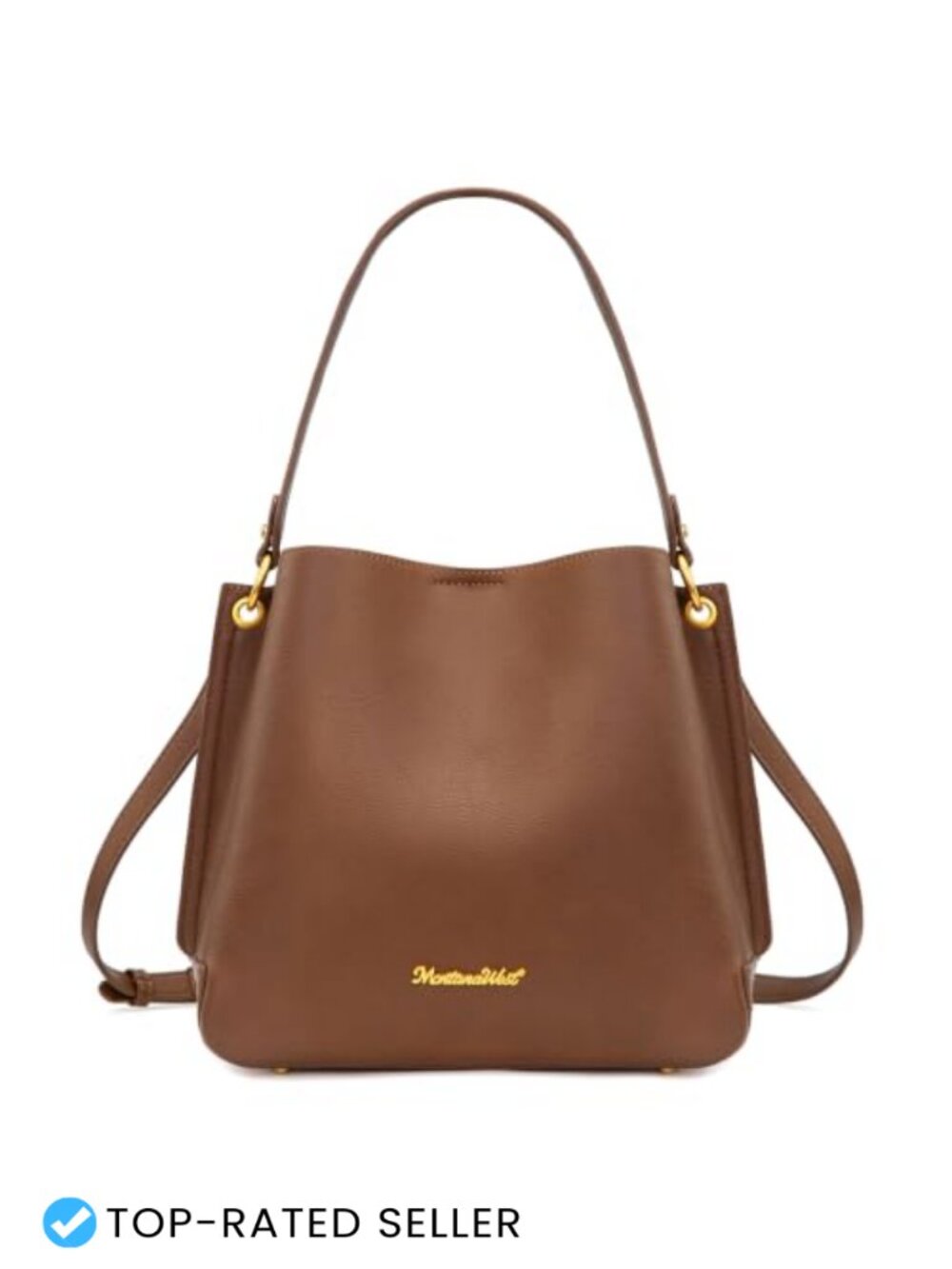 Medium Hobo Shoulder Bag Faux Leather 3 Compartments Crossbody Purse